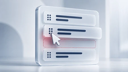 3D-Darstellung einer Liste mit Elementen, die durch einen Cursor verschoben werden können.