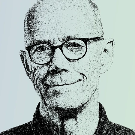 Punktgrafik-Porträt von Erik Spiekermann.